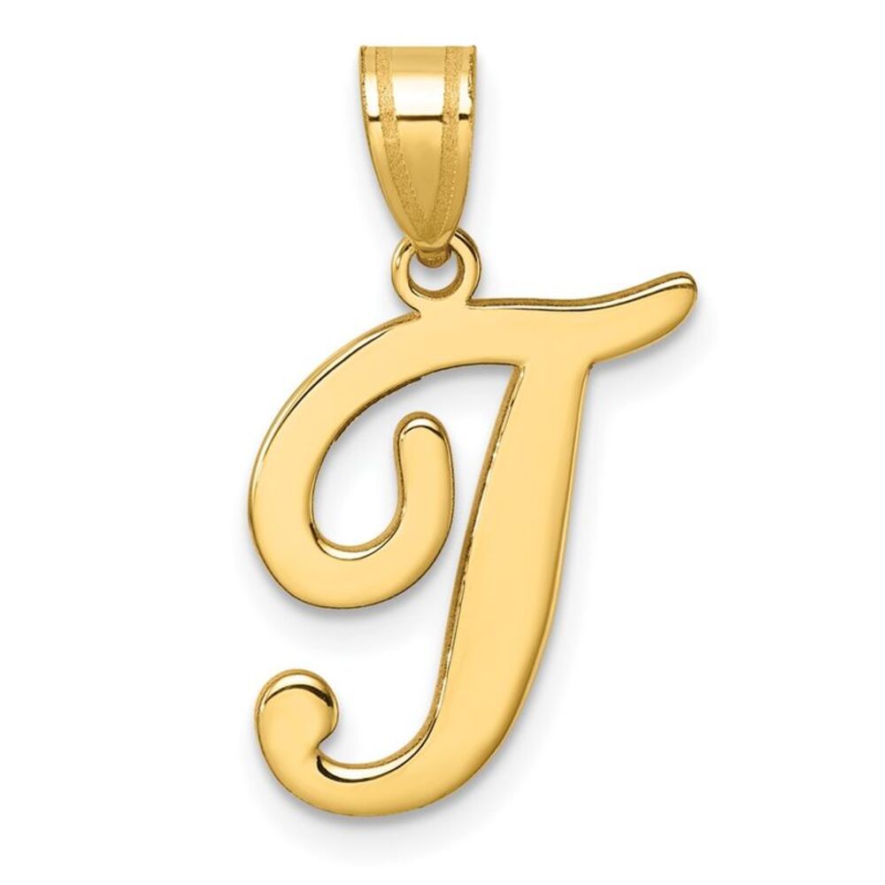 Kazi Luxury 14k Yellow Gold Script Letter T Initi… - image 1